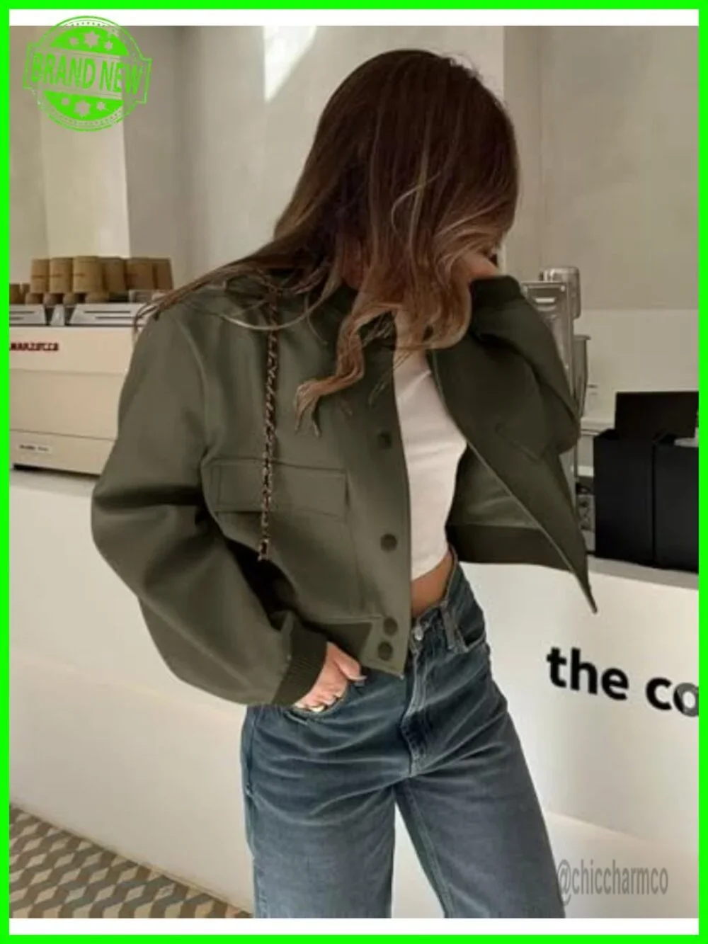 Women's Button Down Varsity Bomber Jacket Lightweight